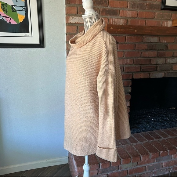 Anthropologie Pilcro Oversized Cowl Neck Knit Sweater Tan Yellow Sz L - Picture 7 of 10
